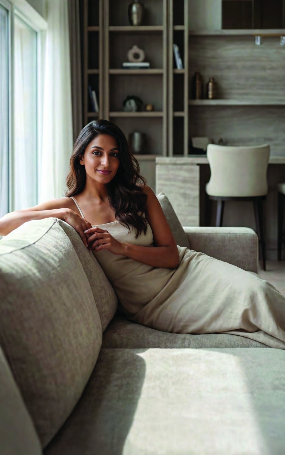 A resident at home in a sunlit living room